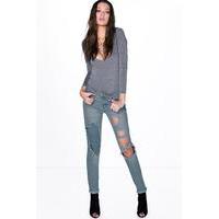 Lucy Oversized Ripped Boyfriend Jean - blue