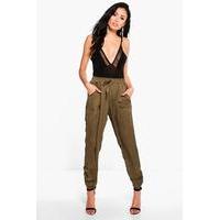 Luxe Rouched Ankle Joggers - khaki