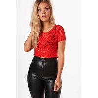 Lucy Lace Crop Top - red