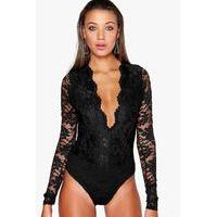 Lucy Lace Long Sleeved Body - black