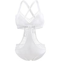 Luli Fama One Piece Kiss White Swimsuit Fishnet Sailor\'s women\'s Swimsuits in white