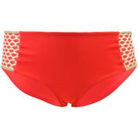 Luli Fama Coral and Gold High-waisted Swimsuit Panties Gold Fire women\'s Mix & match swimwear in orange