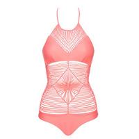 luli fama 1 piece pink swimsuit heart of a hippie