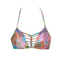 Luli Fama Multicolor Bra Swimsuit Boho Chic Criss Cross