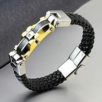 Luxury Brand Wholesale Golden Men Bracelet 316L Wrap Stainless Steel Charm Leather Bracelet