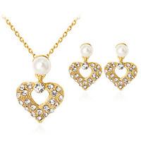 lucky doll jewelry set fashion classic imitation pearl rhinestone gold ...