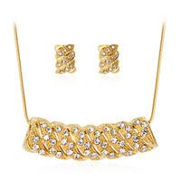 Lucky Doll Jewelry Set Fashion Classic Rhinestone Gold Plated Alloy Geometric 1 Necklace 1 Pair of Earrings For Party Gift Daily Office Career 1set