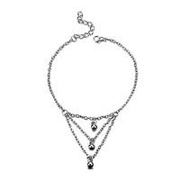 Lureme Simple Silver Tone Metal Beads Tassel Anklet Foot Jewelry for Women