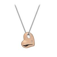 Lunar Pebble Heart Pendant - Rose Gold Plated with Silver Accents