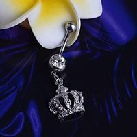 Lureme316L Surgical Titanium Steel Crystal Crown Pendant Navel Ring Christmas Gifts