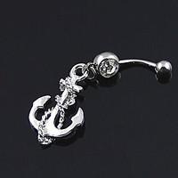 Lureme316L Surgical Titanium Steel Crystal Boat Anchor Pendant Navel Ring