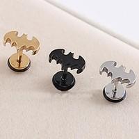 Lureme316L Surgical Titanium Steel Electroplating Bat Single Stud Earrings (Random Color) Jewelry Christmas Gifts