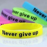 LuremeNever Give Up Noctilucent Printing Silicone Wristband Bracelet(Random Color) Jewelry