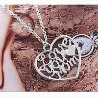 LuremeSimple Style Vintage Urban LOVE YOU Heart-Shaped Pendant Mother\'s Day Gift Alloy Necklace