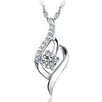 LuremeKorean Fashion Joker 925 Sterling Silver Crystal Heart-Shaped Pendant Necklace