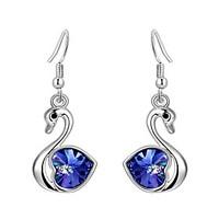 Luxury Drop Earrings for Women Vintage Crystal Swan Drop Earrings Fashion Jewelry Accessories Silver Plated