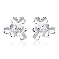 luremefashion style silver plated three flowers shaped stud earrings