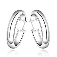 luremeFashion Style Silver Plated Smooth Round Shaped Hoop Earring