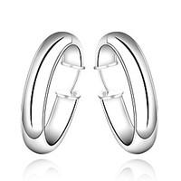 luremefashion style silver plated smooth round shaped hoop earring