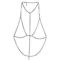 Lureme Crystal Body Chain Necklace Sexy Cover up Bra Body Jewelry Bikini Bra Chain Long Tassel