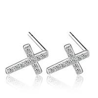 Lureme Korean Fashion 925 Sterling Silver Zircon Cross Hypoallergenic Earrings