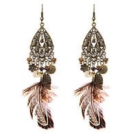 lureme Drop Earrings Jewelry Tassel Natural Friendship Sexy Punk Luxury Statement Jewelry Feather Geometric Wings / Feather Jewelry For