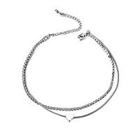 Lureme Shining Cubic Zirconia Chain and Snake Chain with Heart Anklet Foot Bracelet Jewelry