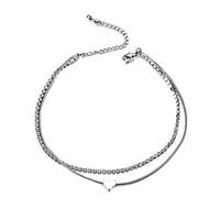 lureme shining cubic zirconia chain and snake chain with heart anklet  ...