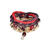 Lureme Bohemian Beads Multi Strand Textured Stackable Bracelet Set for Women