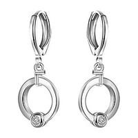 luremeFashion Style 925 Sterling Sliver With Zircon Round Shaped Dangle Earrings