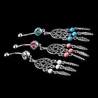 Lureme316L Surgical Titanium Steel Crystal Dream Catcher Tophus Pendant Navel Ring(Assorted Color)