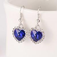 Luxury Drop Earrings for Women Vintage Crystal Heart Drop Earrings Fashion Jewelry Accessories Silver Plated