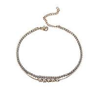 Lureme Sexy Anklets for Women Crystal Rhinestone Tennis Ankle Double Chain Foot Bracelet