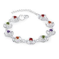 Lureme Creative Style Silver Plated Geometry with Colorful Zircon Bracelets for Women
