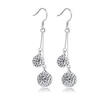 Lureme Korean Fashion 925 Sterling Silver Crystal Tassels Water Drop Shambhala Earrings