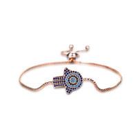 Lureme Cubic Zirconia Hamsa Hand Talisman Evil Eye Adjustable Bracelet