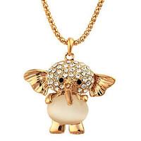 Lucky Doll Women\'s All Matching Crytal Zirconia Elephant Long Necklace