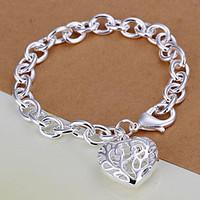 Lucky Doll Women\'s All Matching Silver Plated Cubic Zirconia Cut Out Heart Bracelet