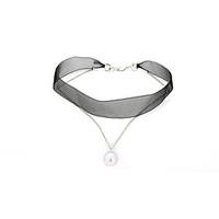 lucky doll womens choker necklaces imitation pearl leatherette chrome  ...