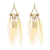 lureme Drop Earrings Imitation Pearl Geometric Gothic Inlaid Sexy Carved Elegant Imitation Pearl Feather Alloy Geometric Wings / Feather Jewelry
