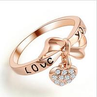 LuremeSweet Love Heart Bow Rhinestone Ring