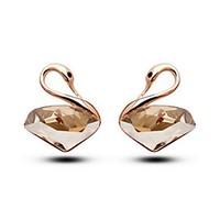 Luxury Stud Earrings for Women Vintage Crystal Swan Stud Earrings Fashion Jewelry Accessories Silver Plated