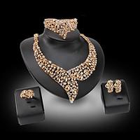 lucky doll diamond vintage 18k gold plated rhinestone necklace earring ...