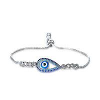 Lureme Lucky Blue Cubic Zirconia Evil Eye Pullstring Adjustable Bracelet