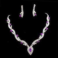 Lucky Doll 925 Silver Plated Gemstone Crystal Zirconia geometry Heart Tassel Necklace Earrings Jewelry Sets