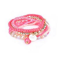 lureme womens bohemian beads shell charms multi strand textured bracel ...