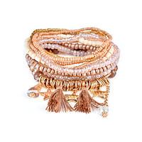 lureme bohemian beads tassel star charms multi strand textured bracele ...