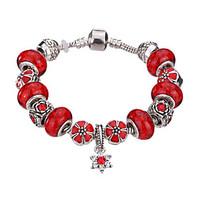 Lucky Doll Vintage Silver Plated Gemstone Crystal / Cubic Zirconia Link/Chain / Beaded / Charm Bracelet #YMGP1009