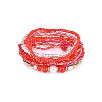 Lureme Bohemian Cubic Beads Pearl Multi Strand Textured Stackable Bangle Bracelet Set