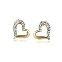 Luxury Stud Earrings for Women Vintage Crystal Heart Stud Earrings Fashion Jewelry Accessories Silver Plated